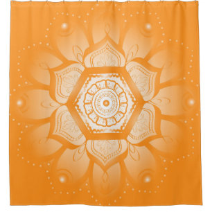 Bright Orange and White Mandala Shower Curtain