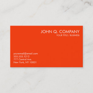 Bright Orange and White Minimal Business Card