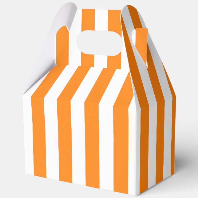 Bright Orange and White Striped Halloween  Favor Box (Front)