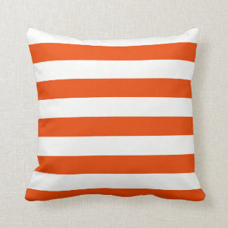 Bright Orange and White Stripes Throw Pillow