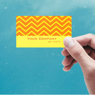 bright orange and yellow zigzags business card