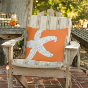 Bright Orange Big Starfish Decorative Throw Pillow