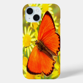 Bright Orange Butterfly Yellow Flowers iPhone 15 Case