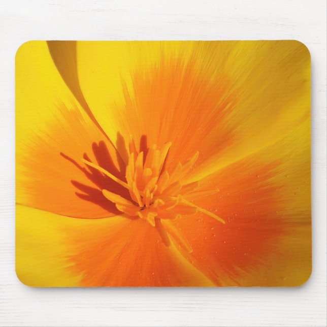 Bright Orange California Poppy Centre With Stamens Mouse Pad (Front)