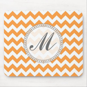 Bright Orange Chevrons - Custom Text Mouse Pad