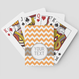 Bright Orange Chevrons - Custom Text Playing Cards