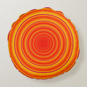 Bright orange circular design round pillow