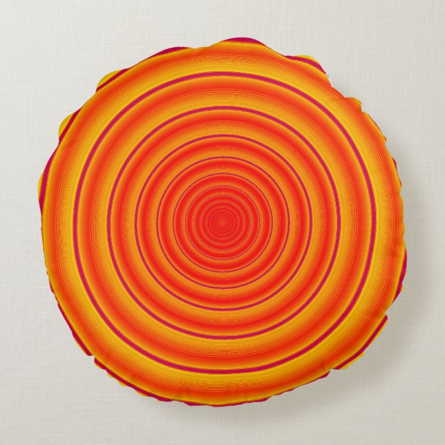 Bright orange circular design round pillow (Back)