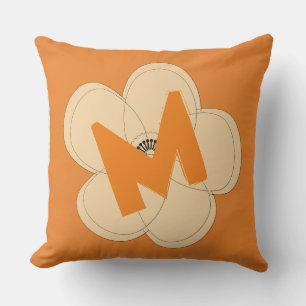 Bright Orange Colour Pop Floral Flower Pillow