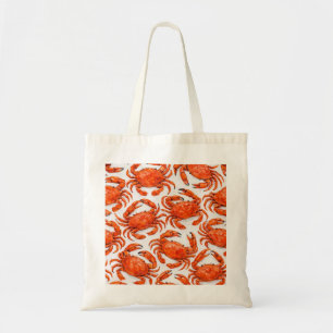Bright Orange Crab Pattern Tote Bag