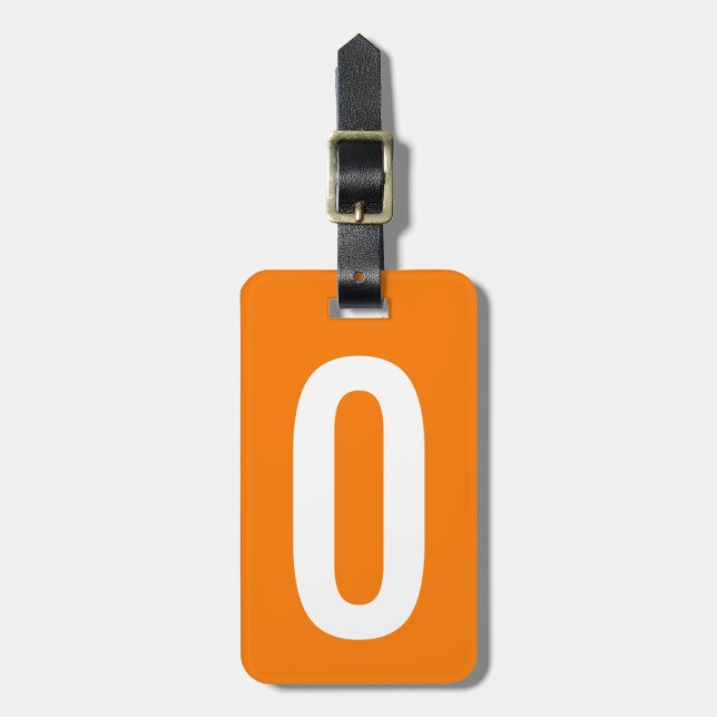 Bright orange custom monogram travel luggage tag (Front Vertical)