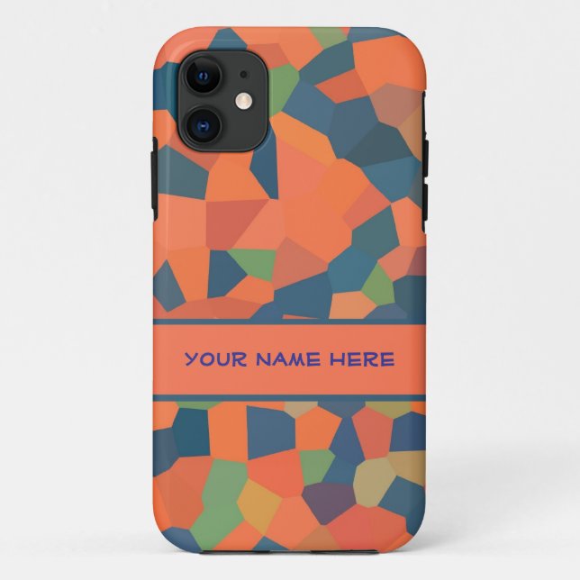 Bright Orange, Dark Blue, Green Mosaic Pattern Case-Mate iPhone Case (Back)