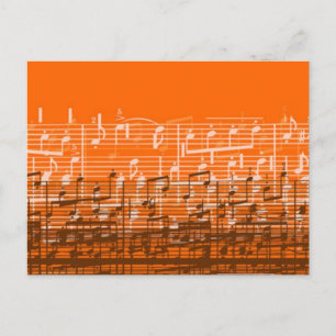 Bright orange désordre musique notes carte postale