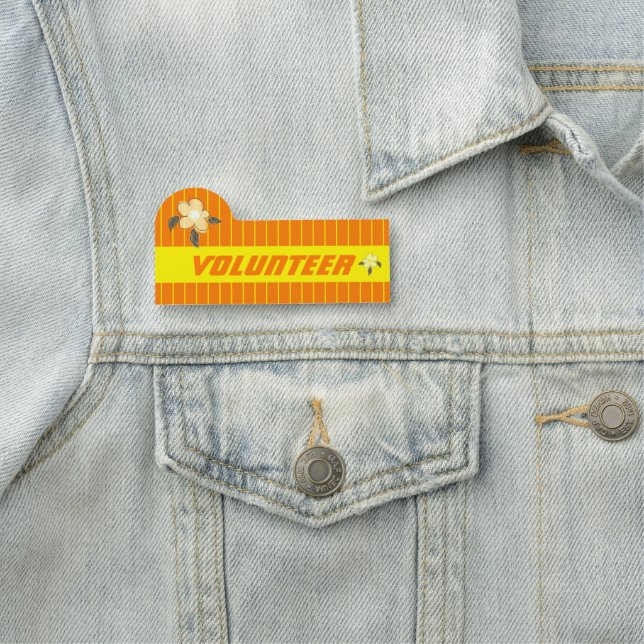 Bright Orange Easy Read Volunteer Name Tag (In Situ)