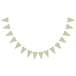 Bright orange fabric design featuring intricate bl bunting flags
