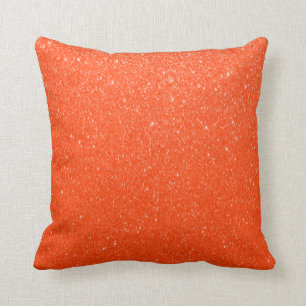 Bright Orange Faux Glitter Print Throw Pillow