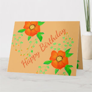 Bright Orange Floral Design Card