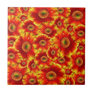 Bright Orange Flowers Smash Tile