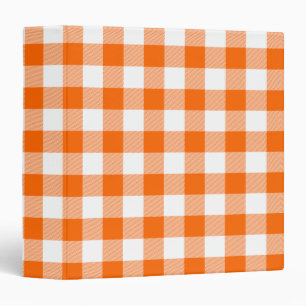Bright Orange Gingham Plaid Binder
