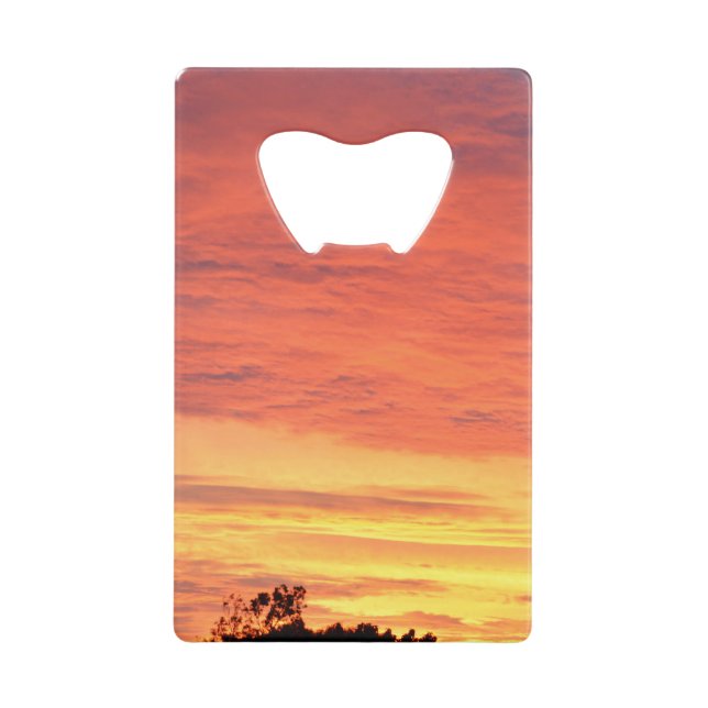 Bright Orange Glowing Cloudy Sunset, Credit Card Bottle Opener (Front)