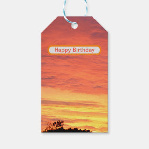 Bright Orange Glowing Cloudy Sunset, Gift Tags