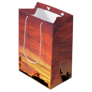 Bright Orange Glowing Cloudy Sunset, Medium Gift Bag