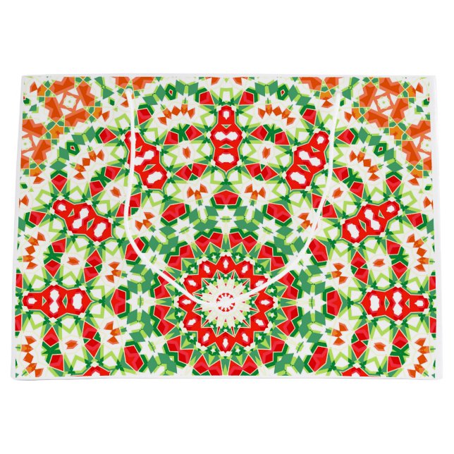 Bright Orange Green Fashionable Bandana Shawl Large Gift Bag (Front)