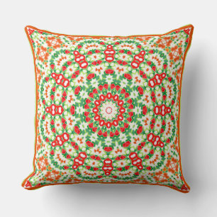 Bright Orange Green Fashionable Bandana Shawl Throw Pillow