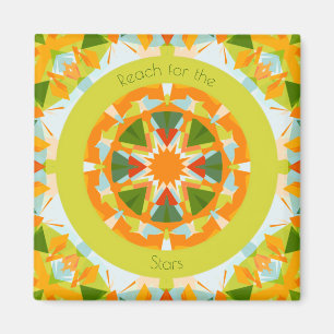 Bright Orange Green Reach for the Stars Motivation Magnet