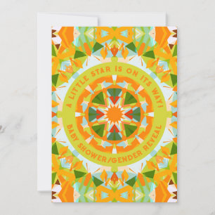 Bright Orange Green Star Baby Girl’s Boy’s Shower Invitation