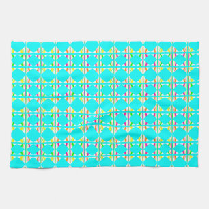 Bright orange, green, white abstract tea towel