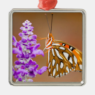 Bright Orange Gulf Fritillary Butterfly Metal Ornament