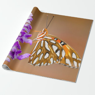 Bright Orange Gulf Fritillary Butterfly Wrapping Paper