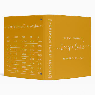 Bright Orange Kitchen Measurement Cooking Recipe Binder