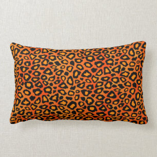 Bright Orange Leopard Animal Print Pattern Lumbar Pillow