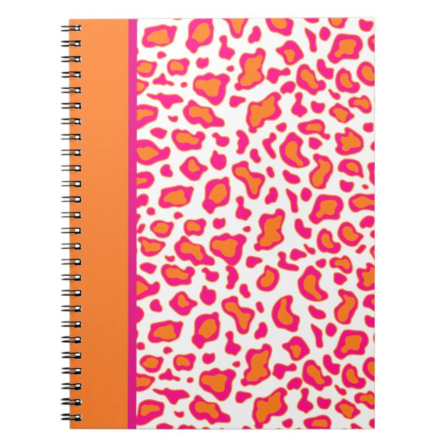 Bright Orange Leopard Print Notebook (Front)