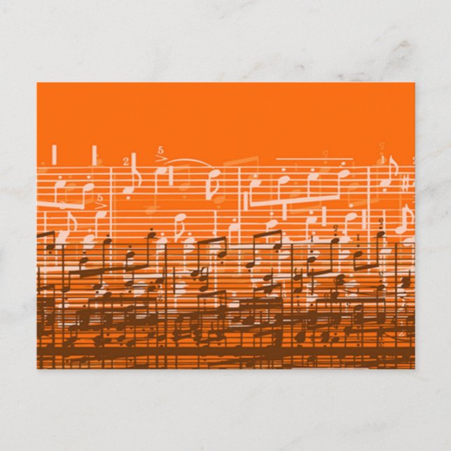 Bright orange messy music notes postcard (Front)
