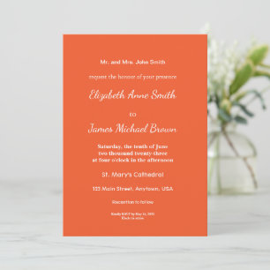 Bright Orange Minimalist Solid Background Save The Date