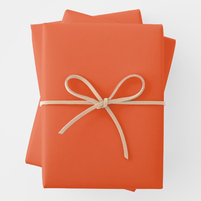 Bright Orange Minimalist Solid Background Wrapping Paper Sheet (In situ)