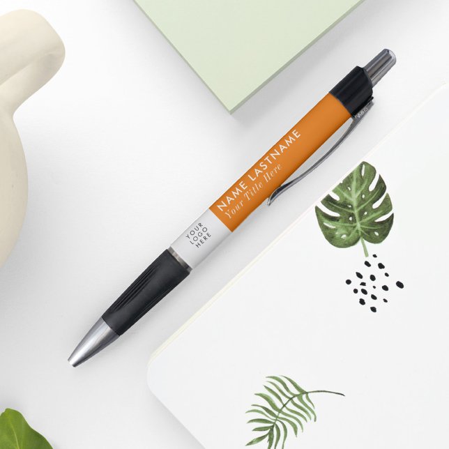 Bright Orange Modern Simple Custom Logo Business Pen (Creator Uploaded)