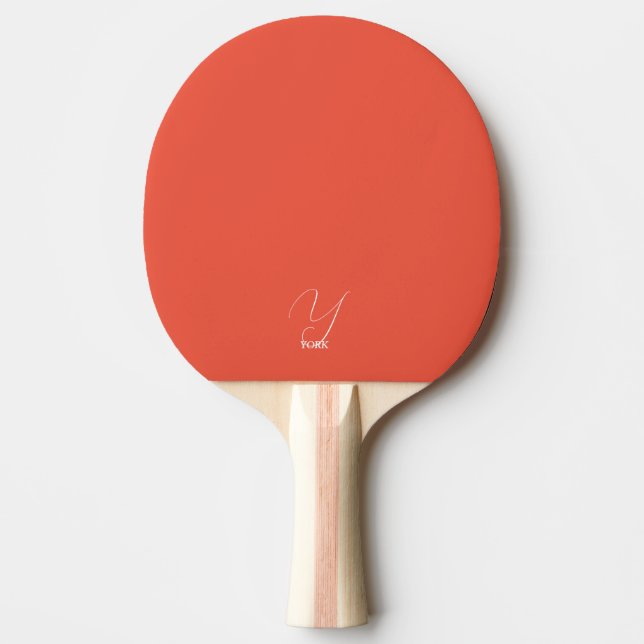 Bright Orange Monogrammed Ping Pong Paddle (Front)