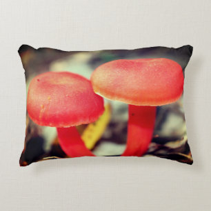 Bright Orange Mushroom Pair Close Up  Accent Pillow