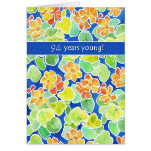 Bright Orange Nasturtiums Floral 94th Birthday