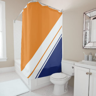 Bright Orange Navy Blue White Slant Racing Stripes