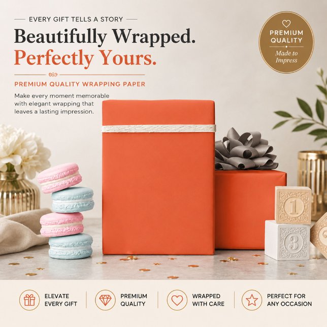 Bright Orange Personalized Wrapping Paper (Creator Uploaded)