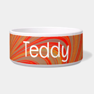 Bright Orange Pet Bowl with TEDDY Text