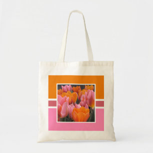 Bright Orange Pink Tulips Personalized Tote Bag