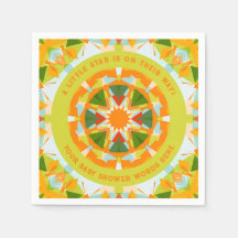 Bright Orange Playful Green Fun Star Baby Shower