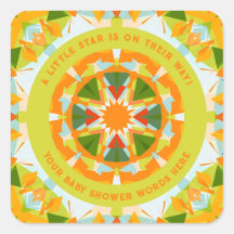 Bright Orange Playful Green Fun Star Baby Shower