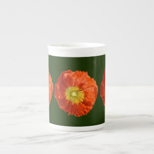 Bright Orange Poppy Flower Bone China Mug